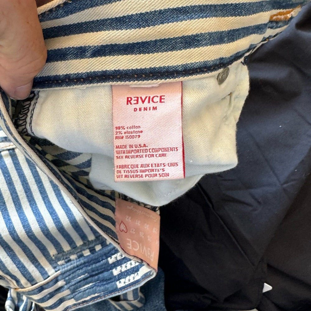 REVICE Blue & White Striped High-Waist Flare Jeans - Picture 7 of 12